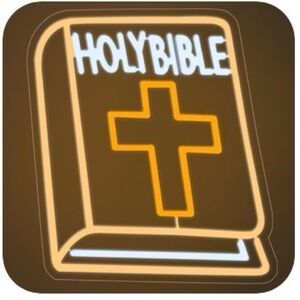 Neon Holy Bible Wall Art Sign - White and Gold
